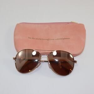 Rose Gold Aviator Sunglasses Brown Gradient Lenses with‎ Pink Case